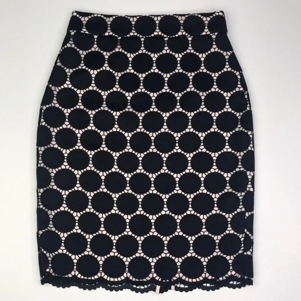 KATE SPADE Navy Pink Lace Pencil Skirt sz 0 - Picture 2 of 10